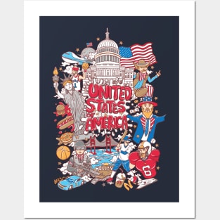 welcome to united states of america illustration Posters and Art